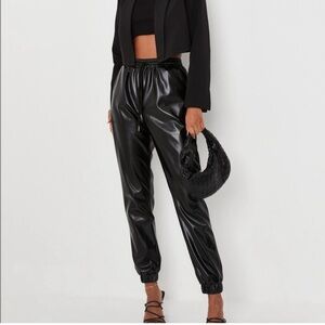 Missguided Black‎ Faux Leather Joggers
